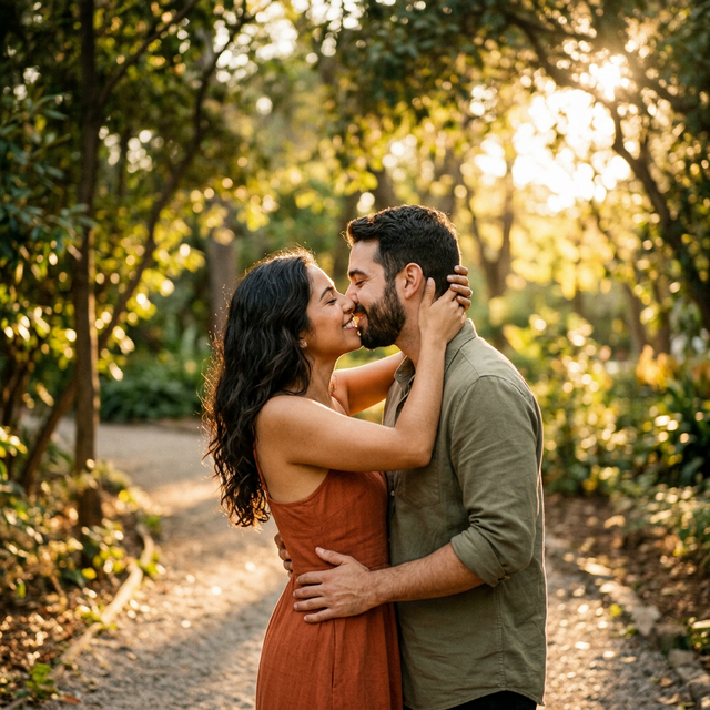 Pareja reconciliada gracias a amarres de amor con magia blanca