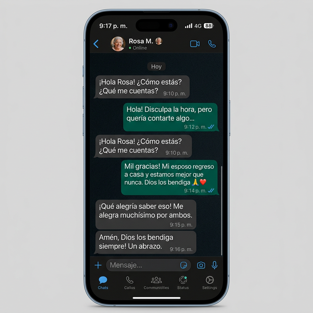 WhatsApp testimonial Rosa M.